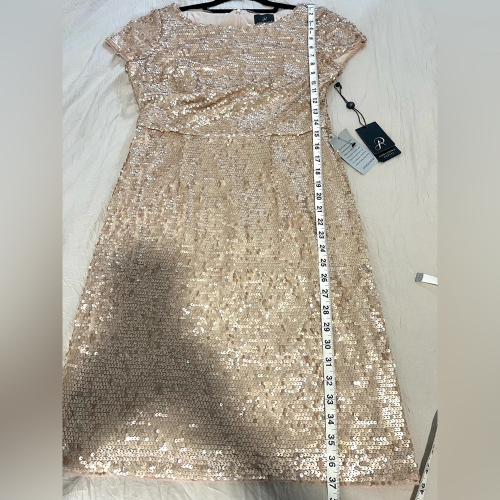 Adrianna Papell Rose Gold Sequin Sheath Mini Dress SZ 10 NWT - Picture 9 of 9